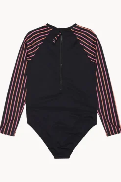 Rashies & Sunsuits|Roxy Girls Active Stripe Long Sleeve Sunsuit Black