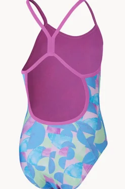 One Pieces|Speedo Girls Allover Digital V Back One Piece Multi