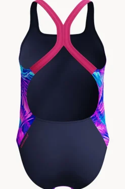 One Pieces|Speedo Girls Allover Print Powerback One Piece Pink/Blue