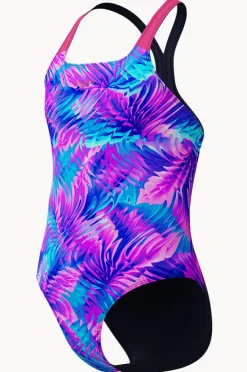 One Pieces|Speedo Girls Allover Print Powerback One Piece Pink/Blue