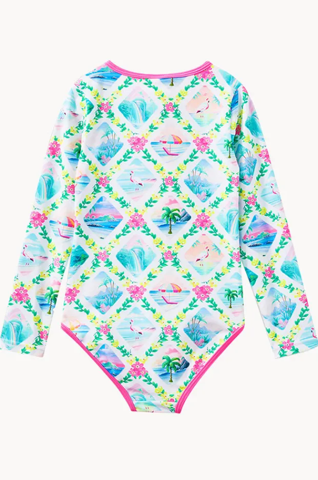 Rashies & Sunsuits|Milky Girls Aloha Sunsuit Pink/Yellow