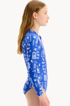 Rashies & Sunsuits|Seafolly Girls Girls Amalfi Sunsuit Marine