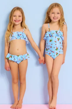 Bikini Sets|Seafolly Girls Girls Beach Picnic Crop Set Blue/White