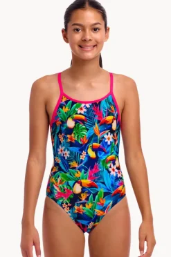 One Pieces|Funkita Girls Birdie Wordie Diamond Back One Piece Navy/multi