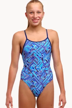 One Pieces|Funkita Girls Bits Diamond Back One Piece Blue