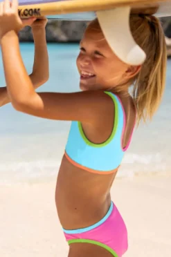 Bikini Sets|Snapper Rock Girls Candy Colourblock Crop Set Multi