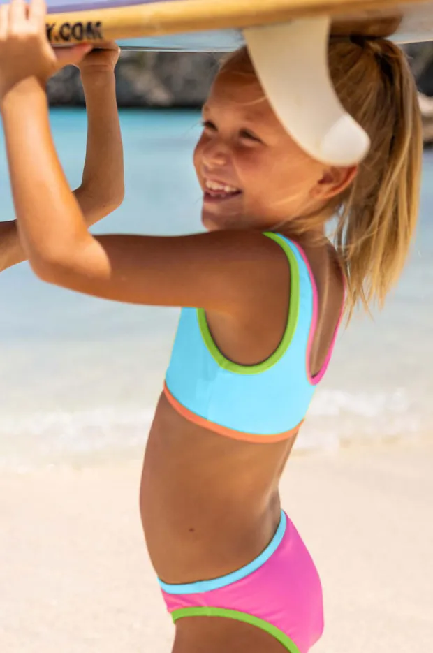 Bikini Sets|Snapper Rock Girls Candy Colourblock Crop Set Multi