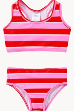 Bikini Sets|Milky Girls Candy Stripe Crop Set Red/Pink