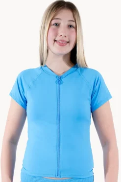 Rashies & Sunsuits|Base Swim Girls Cap Sleeve Rashie Azure