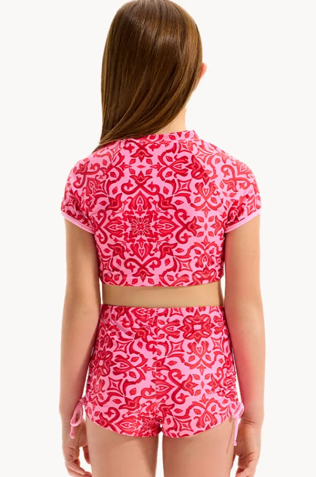 Rashies & Sunsuits|Seafolly Girls Girls Capri Tile Suntop Set Red/Pink