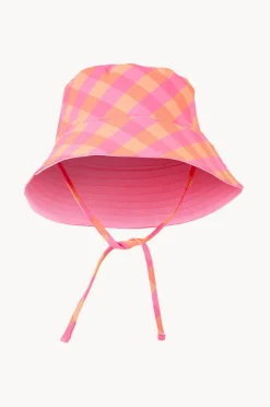 Hats|Milky Girls Check Swim Hat Pink/orange
