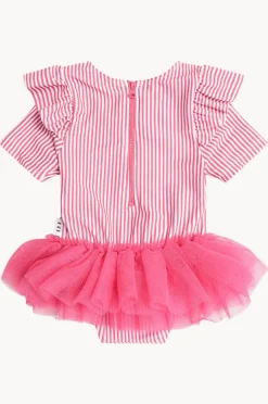 Rashies & Sunsuits|Huxbaby Girls Pie Stripe Ballerina Sunsuit Cherry