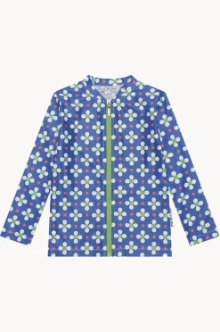 Rashies & Sunsuits|Babes In The Shade Girls Clover Suntop Blue/white