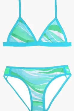 Bikini Sets|Salty Ink Girls Coastal Wave Tri Set Blue
