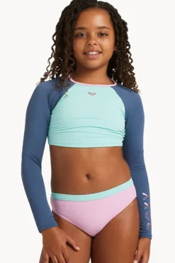 Bikini Sets|Roxy Girls Colorblock Crop Suntop Set Indigo