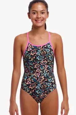 One Pieces|Funkita Girls Copper Cluster Diamond Back One Piece Black/multi