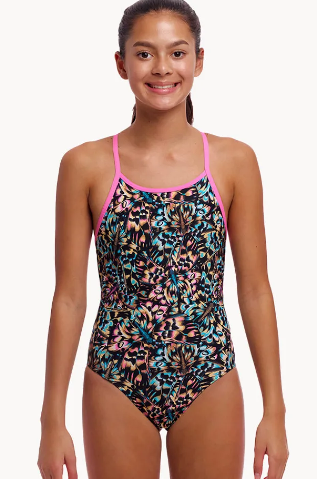 One Pieces|Funkita Girls Copper Cluster Diamond Back One Piece Black/multi