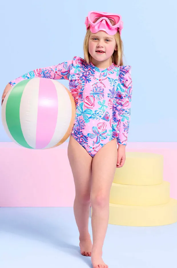 Rashies & Sunsuits|Seafolly Girls Girls Sea Frill Sunsuit Coral