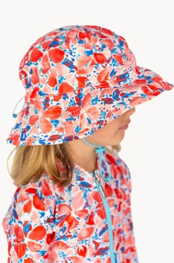Hats|Babes In The Shade Girls Coral Sunhat Blue/coral