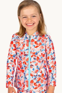 Rashies & Sunsuits|Babes In The Shade Girls Coral Suntop Blue/coral