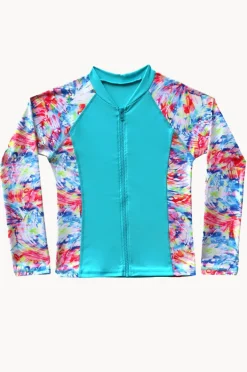 Rashies & Sunsuits|Salty Ink Girls Cosmik Crush Long Sleeve Suntop Blue/multi