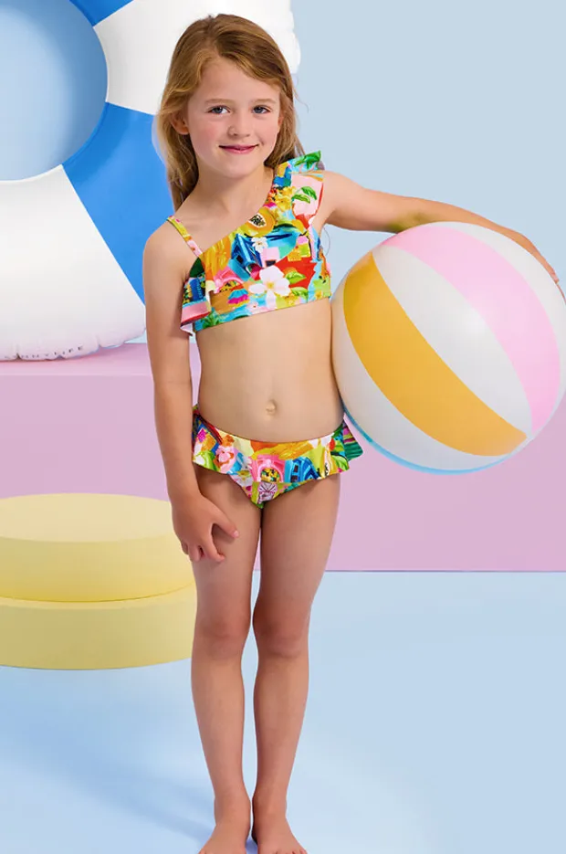 Bikini Sets|Seafolly Girls Girls Cuba One Shoulder Crop Set Multi