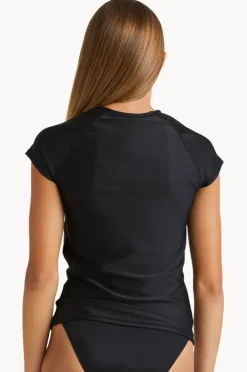 Rashies & Sunsuits|Billabong Girls Daylight Short Sleeve Suntop BLACK