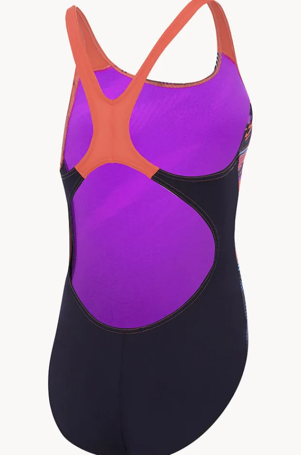 One Pieces|Speedo Girls Digi Boom Placement Splashback One Piece Navy/coral
