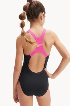 One Pieces|Speedo Girls Digital Placement Medalist One Piece Black/Purple