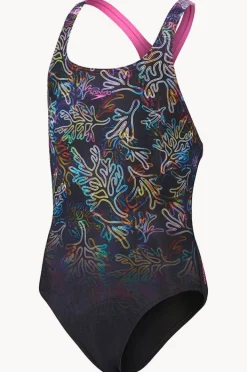 One Pieces|Speedo Girls Digital Placement Medalist One Piece Black/Purple
