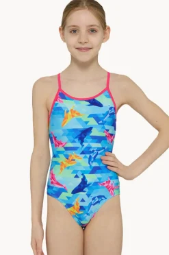 One Pieces|Zoggs Girls Dolphine Sprintback One Piece Blue/pink