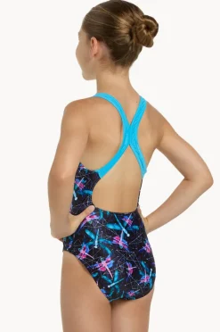 One Pieces|Zoggs Girls Dragonfly Flyback One Piece Black/blue