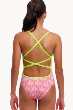 One Pieces|Funkita Girls Duck Duck Goose Strapped In One Piece Pink/white