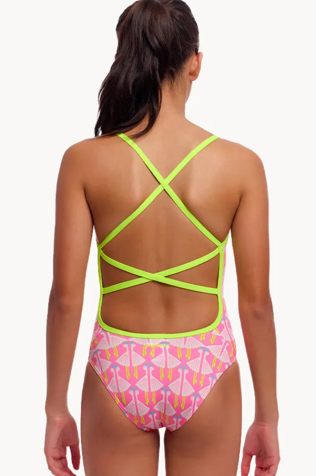 One Pieces|Funkita Girls Duck Duck Goose Strapped In One Piece Pink/white