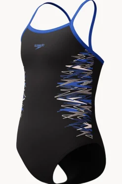 One Pieces|Speedo Girls Duo Logo Placement Thinstrap Muscleback One Piece BLACK