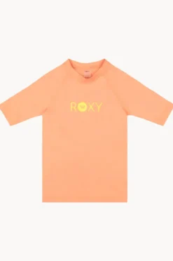 Rashies & Sunsuits|Roxy Girls Essential Short Sleeve Suntop Coral