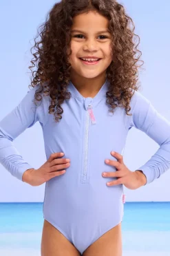 Rashies & Sunsuits|Seafolly Girls Girls Essentials Long Sleeve Sunsuit Sky