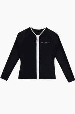 Rashies & Sunsuits|Seafolly Girls Girls Essentials Long Sleeve Suntop BLACK
