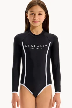 Rashies & Sunsuits|Seafolly Girls Girls Essentials Sunsuit Black