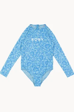 Rashies & Sunsuits|Roxy Girls Flaura Bico Long Sleeve Sunsuit Blue