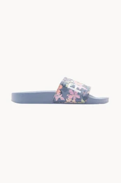 Footwear|Roxy Girls Floral Slippy II Slide Dusty Blue