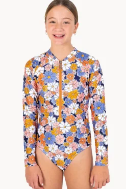 Rashies & Sunsuits|Babes In The Shade Girls Flower Power Sunsuit Purple/orange