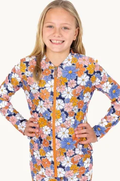 Rashies & Sunsuits|Babes In The Shade Girls Flower Power Suntop Purple/orange