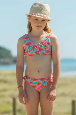 Bikini Sets|Snapper Rock Girls Geo Melon Tie Crop Set Multi