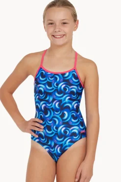One Pieces|Zoggs Girls Geo Spiral Sprint Back One Piece Blue/Pink
