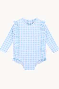Rashies & Sunsuits|Seafolly Girls Girls Gingham Frill Sunsuit Blue