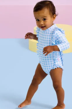 Rashies & Sunsuits|Seafolly Girls Girls Gingham Frill Sunsuit Blue