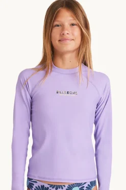 Rashies & Sunsuits|Billabong Girls Heat Wave Long Sleeve Suntop Light purple