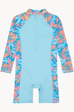 Rashies & Sunsuits|Roxy Girls Hibiscus Hugs Spring Suit Blue/orange