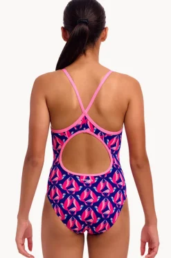 One Pieces|Funkita Girls Ho Hum Diamond Back One Piece Navy/pink